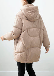 Chic Khaki Hooded Oversized Duck Down Puffer Jacket Winter