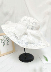 Chic Khaki Lace Bow Tulle Floppy Sun Hat