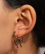 Chic Leopard Alloy Leopard Little Cat Hoop Earrings