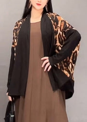 Chic Leopard V Neck Patchwork Cotton Cardigan Fall