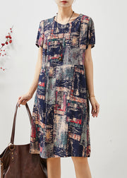 Chic Navy Oversized Tie Dye Cotton Dress Summer