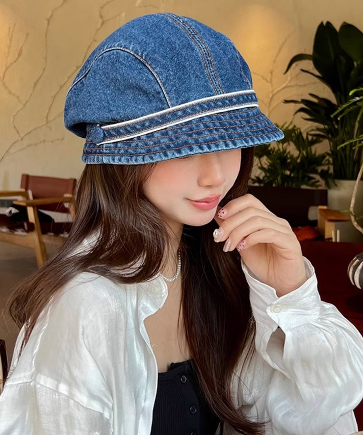 Chic Navy Patchwork Cowboy Beret Hat