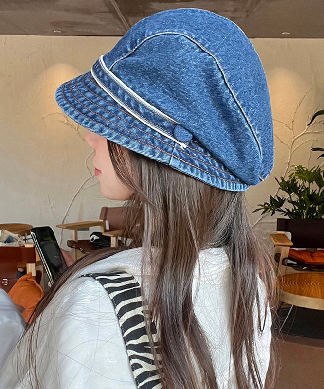 Chic Navy Patchwork Cowboy Beret Hat