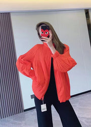 Chic Orange Zip Up Fine Cotton Filled Thin Jackets Spring