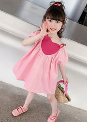 Chic Pink Slash Neck Wrinkled Cotton Slip Mid Dress Sleeveless