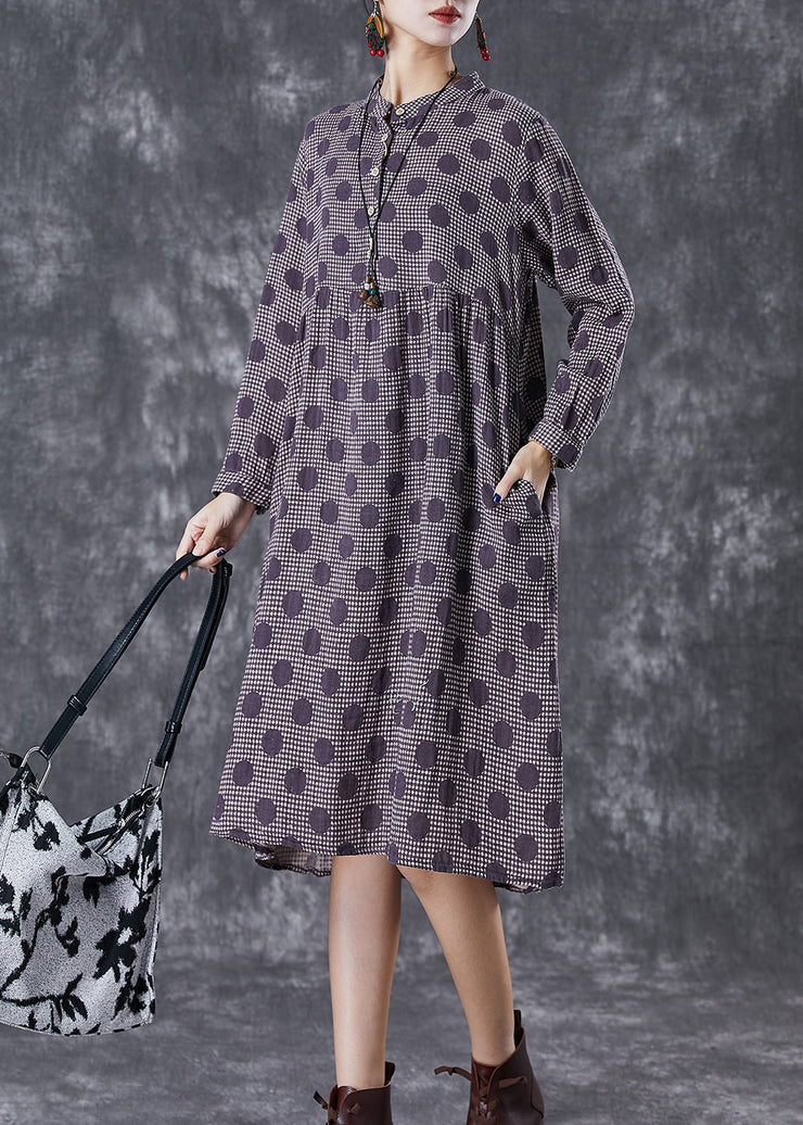 Chic Purple Oversized Print Cotton Vacation Dresses Fall