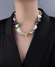 Chic Rainbow Pearl Shell Gratuated Bead Necklace