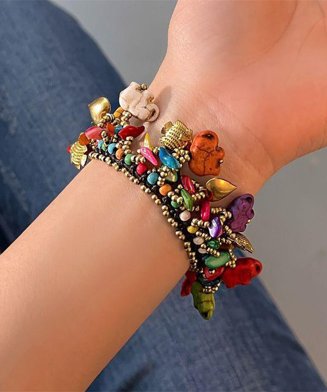 Chic Rainbow Woven Beading Tassel Charm Bracelet