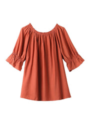 Chic Red O-Neck Neck TIie Side Open Shirts Short Sleeve