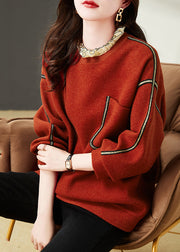 Chic Red Ruffled Cotton Fake Two Piece Sweatshirts Tops Winter