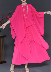 Chic Rose Asymmetrical Oversized Chiffon Women Sets 2 Piece Fall