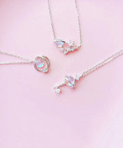 Chic Rose Gold Ovgild Inlaid Gem Stone Zircon Starry Sky Three Piece Set Pendant Necklace