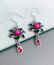 Chic Rose Sterling Silver Lotus Watch Drop Tassel Drop Earrings