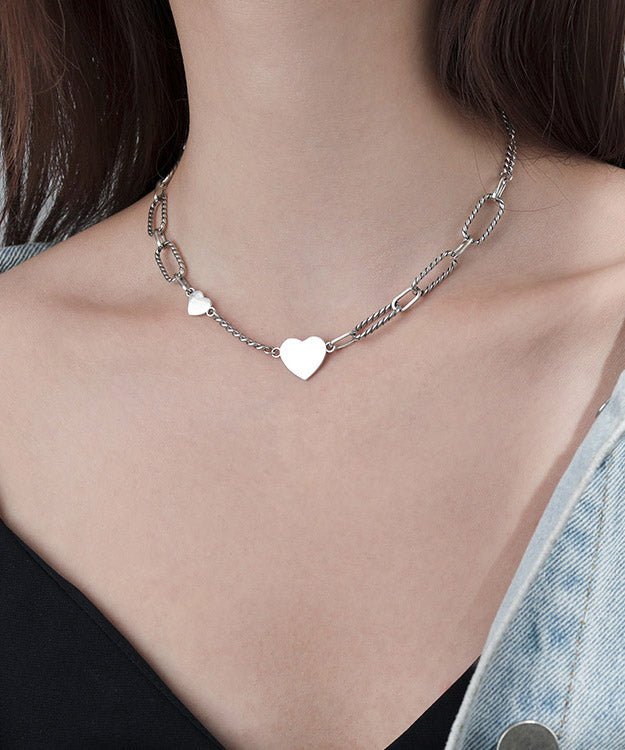 Chic Sterling Silver Overgild Love Necklace