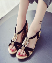 Chic Wedge Sandals Comfortable Black Suede