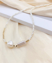 Chic White Alloy Pearl Gratuated Bead Necklace