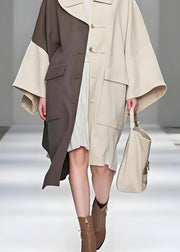 Chic White Asymmetrical Patchwork Cotton Coat Outwear Spring