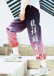 Chic White Print Pockets Cotton Men Crop Pants Summer