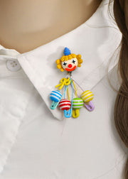 Chic Yellow Alloy Circus Clown Brooches