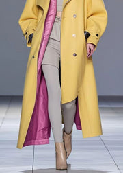 Chic Yellow Asymmetrical Design Faux Leather Trench Fall