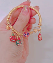 Chinese Style Antique Gold Devouring Gold Beast Enamel Charm Bracelet