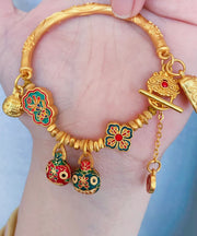 Chinese Style Antique Gold Devouring Gold Beast Enamel Charm Bracelet