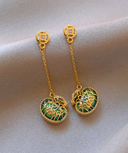 Chinese Style Gold Copper Alloy Money Bag Tassel Drop Earrings