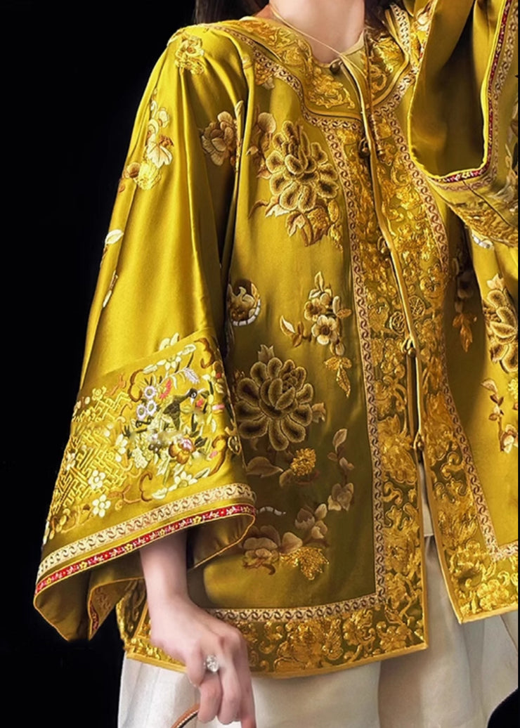 Chinese Style Gold Handmade Embroidered Coat Fall