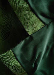 Chinese Style Green Tasseled Button Jacquard Silk Coats Spring