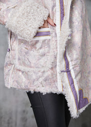 Chinese Style Pink Jacquard Fleece Wool Lined Coats Spring