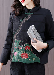 Chinese Style Red Stand Collar Embroideried Fine Cotton Filled Jackets Winter