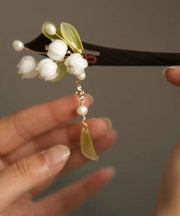 Chinese Style White Woodiness Pearl Tassel Hairpin