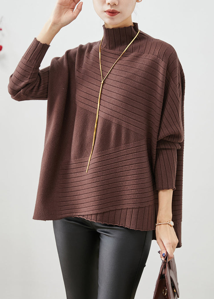 Chocolate Knit Sweater Tops Oversized Batwing Sleeve