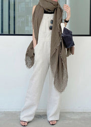 Classy Apricot Patchwork Cotton Straight Overalls Jumpsuit Summer