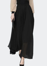 Classy Black Coffee Patchwork High Waist Chiffon Skirts Summer