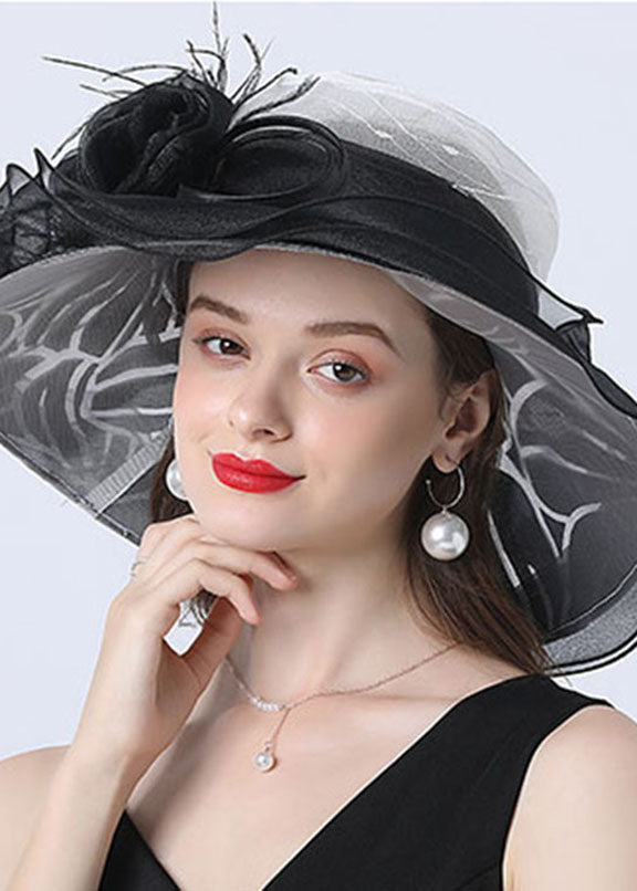 Classy Black Foldable Tulle Floppy Sun Hat