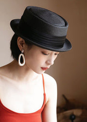 Classy Black French Straw Woven Cloche Hat