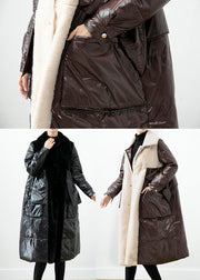 Classy Black Oversized Patchwork Mink Velvet Duck Down Down Jacket Winter