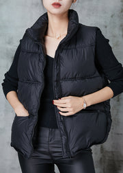 Classy Black Thick Pockets Duck Down Vests Winter