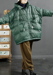 Classy Blackish Green Zip Up Drawstring Duck Down Jackets Winter