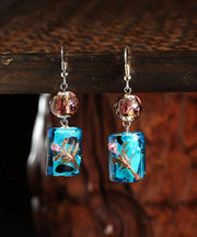 Classy Blue Coloured Glaze Drop Earrings