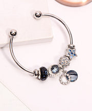 Classy Blue Metal Zircon Gem Stone Tassel Charm Bracelet