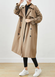 Classy Coffee Double Breast Pockets Cotton Trench Fall