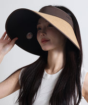 Classy Coffee Patchwork Cotton Blended Sun Hat