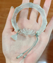 Classy Cyan Jade Lotus Tassel Bangle