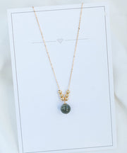 Classy Gold 14K Gold Crystal Pendant Necklace