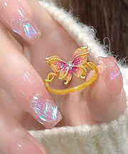 Classy Gold Ancient Gold Burnt Blue Butterfly Rings