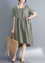 Classy Green Loose Maxi Dresses Short Sleeve