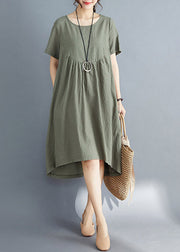 Classy Green Loose Maxi Dresses Short Sleeve