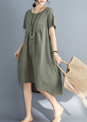 Classy Green Loose Maxi Dresses Short Sleeve